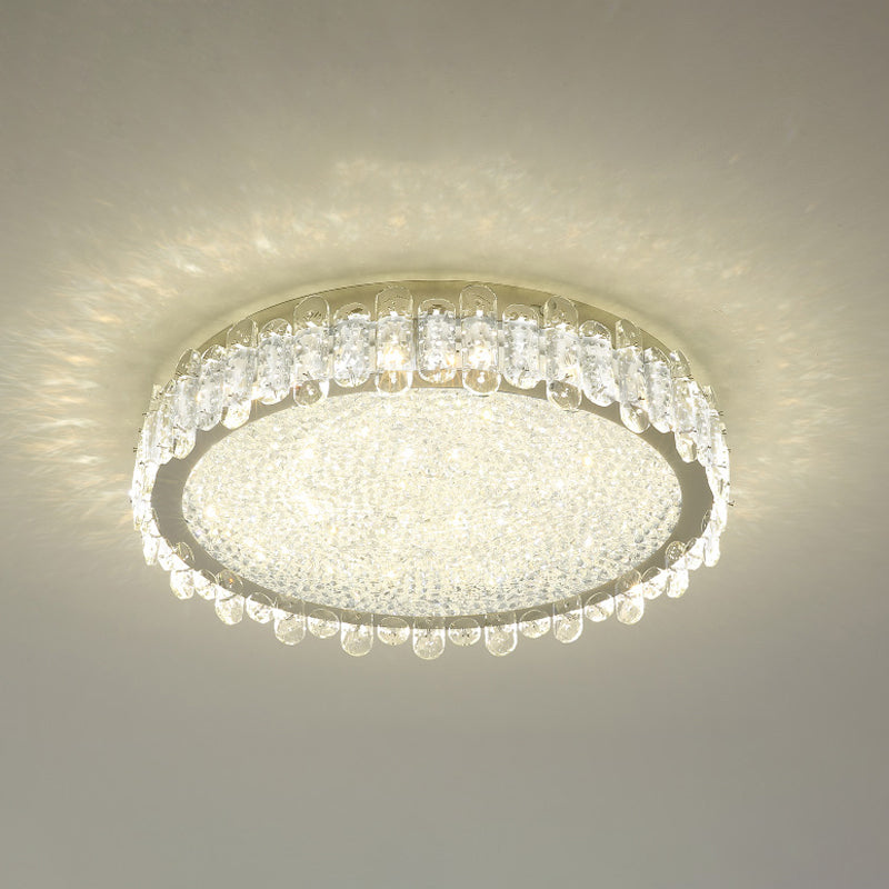 Nickel LED Ceiling Light Fixture Modern Clear Crystal Round Flush Mount Recessed Lighting Clearhalo 'Ceiling Lights' 'Close To Ceiling Lights' 'Close to ceiling' 'Flush mount' Lighting' 889179