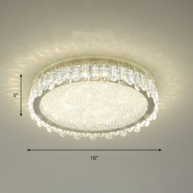 Nickel LED Ceiling Light Fixture Modern Clear Crystal Round Flush Mount Recessed Lighting Clearhalo 'Ceiling Lights' 'Close To Ceiling Lights' 'Close to ceiling' 'Flush mount' Lighting' 889180