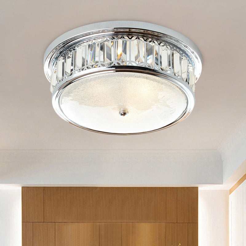 Modernism Circular Ceiling Lamp 3-Light K9 Crystal Flush Mount Lighting Fixture in Chrome Chrome Clearhalo 'Ceiling Lights' 'Close To Ceiling Lights' 'Close to ceiling' 'Flush mount' Lighting' 889185