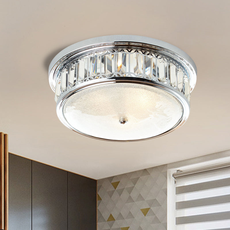 Modernism Circular Ceiling Lamp 3-Light K9 Crystal Flush Mount Lighting Fixture in Chrome Clearhalo 'Ceiling Lights' 'Close To Ceiling Lights' 'Close to ceiling' 'Flush mount' Lighting' 889186