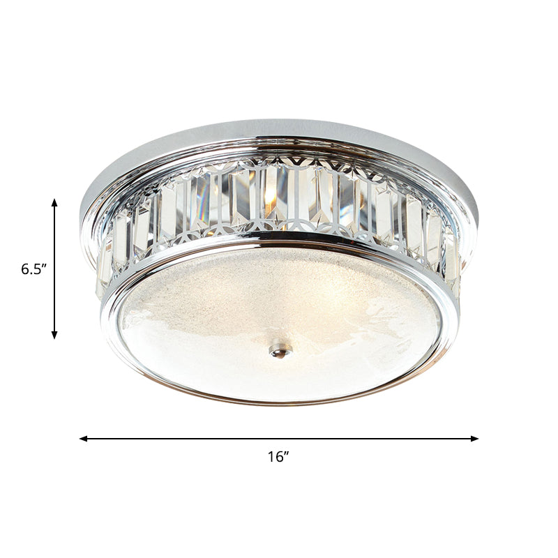 Modernism Circular Ceiling Lamp 3-Light K9 Crystal Flush Mount Lighting Fixture in Chrome Clearhalo 'Ceiling Lights' 'Close To Ceiling Lights' 'Close to ceiling' 'Flush mount' Lighting' 889188