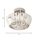 Cone Porch Ceiling Mounted Light Contemporary Crystal Block 3-Light Chrome Semi Flush Mount Clearhalo 'Ceiling Lights' 'Close To Ceiling Lights' 'Close to ceiling' 'Semi-flushmount' Lighting' 889192