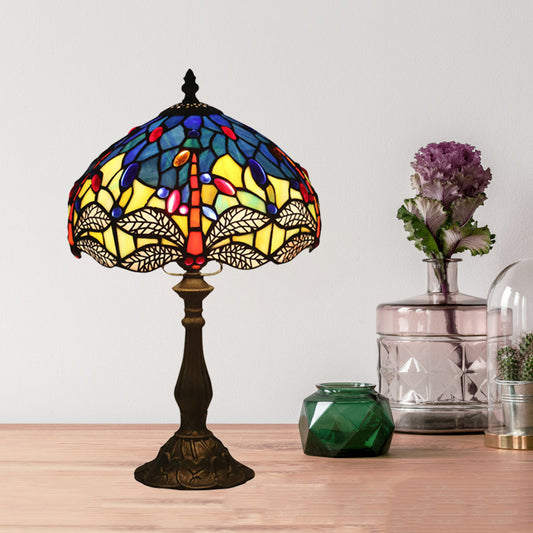 Baroque Dragonfly Task Lamp 1 Head Hand Cut Glass Night Table Light in Bronze for Bedroom Bronze Clearhalo 'Lamps' 'Table Lamps' Lighting' 889998