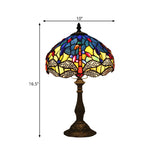 Baroque Dragonfly Task Lamp 1 Head Hand Cut Glass Night Table Light in Bronze for Bedroom Clearhalo 'Lamps' 'Table Lamps' Lighting' 890001