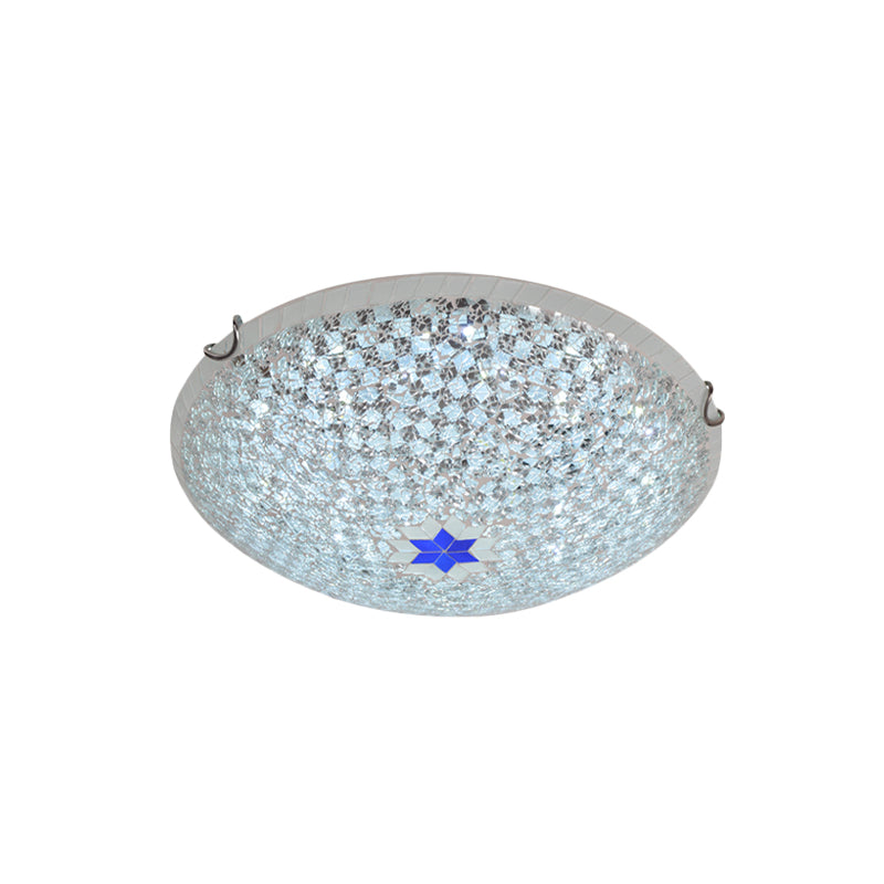 Basket Ceiling Flush Mount Mediterranean Clear Checkered Crackle Glass 2/3-Head Flushmount Lighting, 12"/16" Width Clearhalo 'Ceiling Lights' 'Close To Ceiling Lights' 'Close to ceiling' 'Flush mount' Lighting' 890211