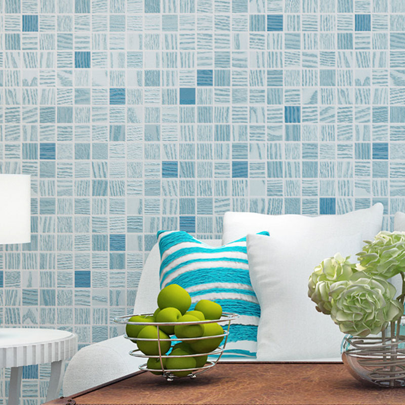 Mediterranean Wall Decor Mosaic Non-Pasted Wallpaper, 20.5 in x 33 ft Light Blue Clearhalo 'Wall Decor' 'Wallpaper' 892785