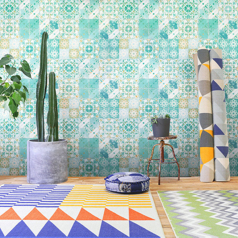 Ethnic Boho Tile Self-Adhesive Wallpaper in Fresh Color Waterproofing Clearhalo 'Wall Decor' 'Wallpaper' 892826