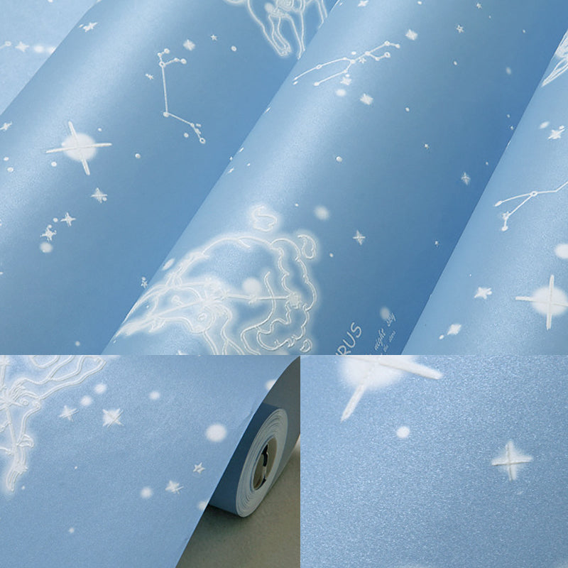 Modern Flock Star Non-Pasted Wallpaper for Kids' Bedroom, 20.5"W x 33'L Clearhalo 'Wall Decor' 'Wallpaper' 893116