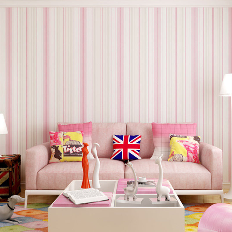 Vertical Stripe Non-Pasted Wallpaper for Children, 33'L x 20.5"W, Light Color Clearhalo 'Wall Decor' 'Wallpaper' 893127