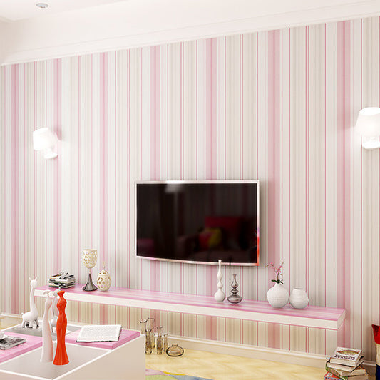 Vertical Stripe Non-Pasted Wallpaper for Children, 33'L x 20.5"W, Light Color Clearhalo 'Wall Decor' 'Wallpaper' 893128