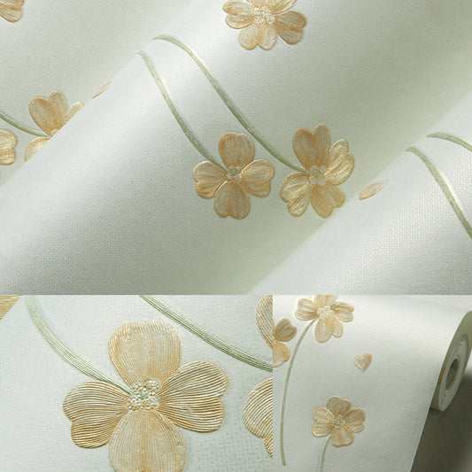 Decorative Four-Leaf Clover Wallpaper for Baby in White and Yellow Non-Woven Wall Decor, 33 ft. x 20.5 in Clearhalo 'Wall Decor' 'Wallpaper' 893161