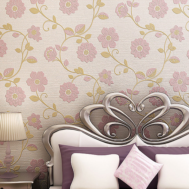 Non-Pasted Wallpaper with Blossoming Flower Design for Baby, 33 ft. x 20.5 in Purple Clearhalo 'Wall Decor' 'Wallpaper' 893175