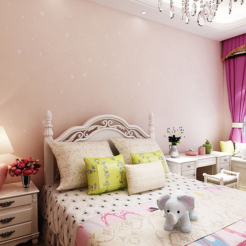 Star Wallpaper for Children's Bedroom Non-Pasted 20.5-inch x 33-foot Pink Clearhalo 'Wall Decor' 'Wallpaper' 893195