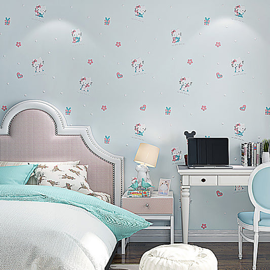 3D Cute Kitty Wallpaper for Girls Moisture-Resistant Non-Pasted 20.5-inch x 33-foot Clearhalo 'Wall Decor' 'Wallpaper' 893207
