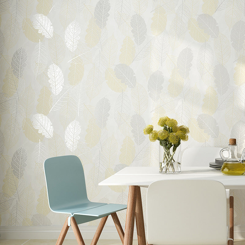 Contemporary Glossed Leaves Wallpaper Abstract Decorative Non-Pasted Wall Covering, 20.5-inch x 31-foot Beige Clearhalo 'Wall Decor' 'Wallpaper' 893379