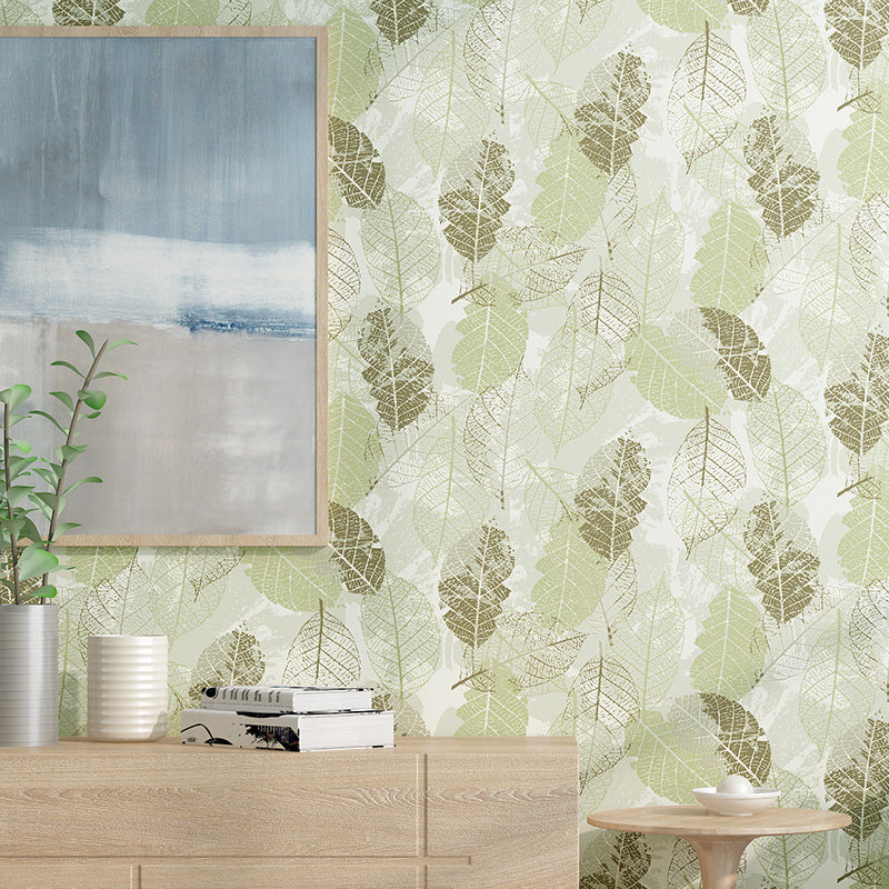 Contemporary Glossed Leaves Wallpaper Abstract Decorative Non-Pasted Wall Covering, 20.5-inch x 31-foot Green Clearhalo 'Wall Decor' 'Wallpaper' 893382