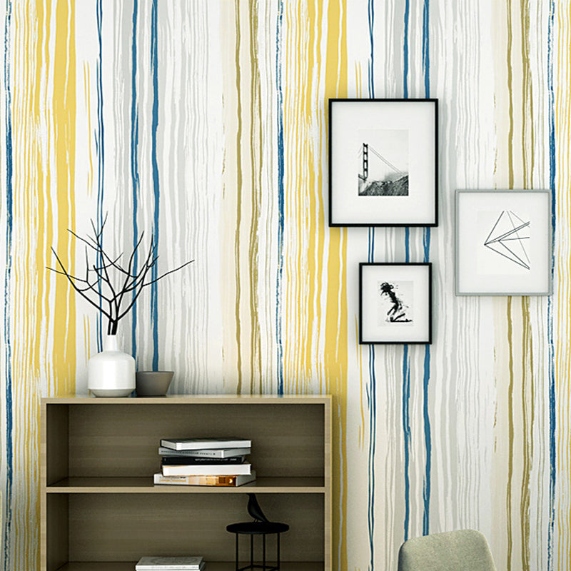 Plaster Wallpaper with Irregular Stripes, Multi-Colored, 20.5"W x 31'L Yellow-Blue Clearhalo 'Wall Decor' 'Wallpaper' 893401