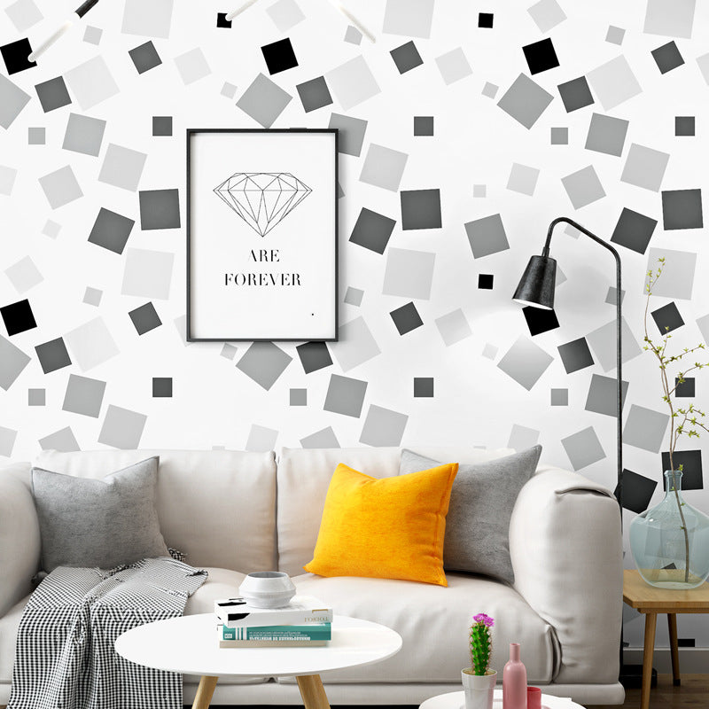 Minimalist Unique Geometries Wallpaper PVC 20.5" x 31' Non-Pasted Black-White Clearhalo 'Wall Decor' 'Wallpaper' 893414