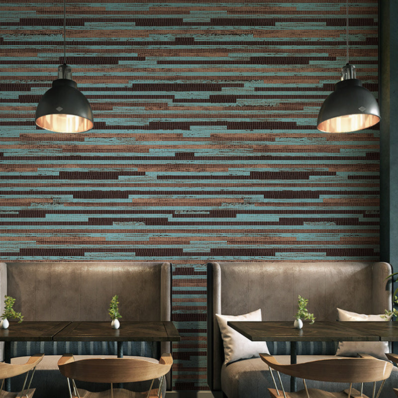 Contemporary Abstract Grasswoven Wallpaper 57.1 sq ft., Non-Pasted Blue-Brown Clearhalo 'Wall Decor' 'Wallpaper' 893426