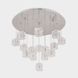 Clear Crystal Cube Multi-Pendant Modernist 15 Lights Silver LED Ceiling Suspension Lamp Clearhalo 'Ceiling Lights' 'Modern Pendants' 'Modern' 'Pendant Lights' 'Pendants' Lighting' 893833