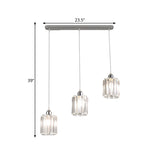 3-Light Restaurant Multi Light Ceiling Light Minimal Chrome Pendant with Cylinder Clear Crystal Shade Clearhalo 'Ceiling Lights' 'Modern Pendants' 'Modern' 'Pendant Lights' 'Pendants' Lighting' 893846