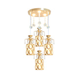 Contemporary 4 Lights Multi Ceiling Lamp with Crystal Embedded Shade Gold Finish Cylinder Pendant Clearhalo 'Ceiling Lights' 'Modern Pendants' 'Modern' 'Pendant Lights' 'Pendants' Lighting' 893860