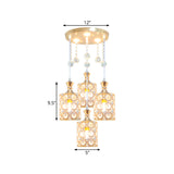 Gold Cylindrical Multiple Hanging Lamp Modernist 4 Heads Crystal-Encrusted Pendulum Light with Ball Droplet Clearhalo 'Ceiling Lights' 'Modern Pendants' 'Modern' 'Pendant Lights' 'Pendants' Lighting' 893866