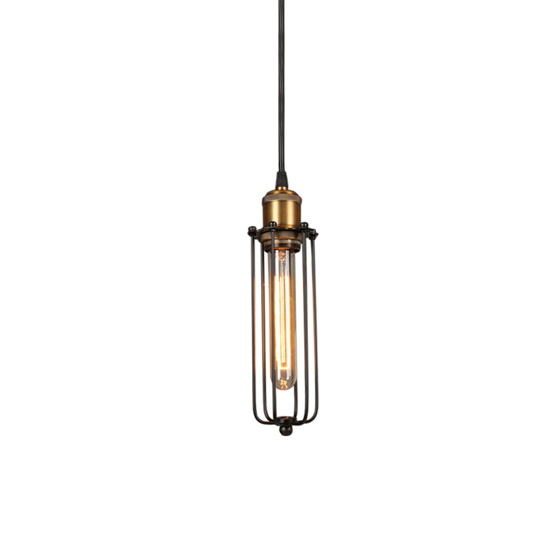 1 Head Tubed Pendant Lighting with Cage Shade Industrial Brass Finish Metal Hanging Ceiling Light Clearhalo 'Art Deco Pendants' 'Cast Iron' 'Ceiling Lights' 'Ceramic' 'Crystal' 'Industrial Pendants' 'Industrial' 'Metal' 'Middle Century Pendants' 'Pendant Lights' 'Pendants' 'Tiffany' Lighting' 89672