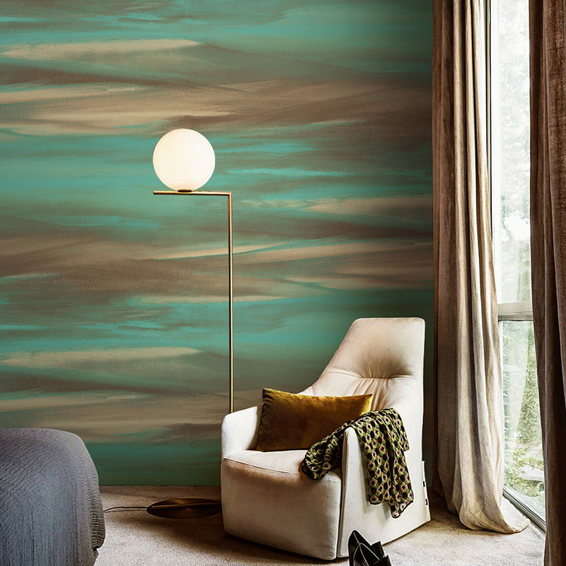 Abstract Watercolor Wallpaper Water-Resistant Non-Pasted Wash Painting PVC Wall Covering, 20.5"W x 33'L Turquoise Clearhalo 'Wall Decor' 'Wallpaper' 896875