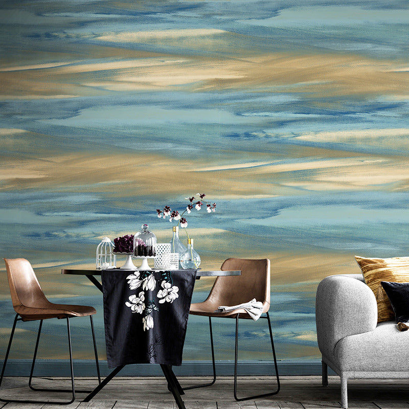 Abstract Watercolor Wallpaper Water-Resistant Non-Pasted Wash Painting PVC Wall Covering, 20.5"W x 33'L Blue Clearhalo 'Wall Decor' 'Wallpaper' 896879