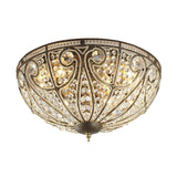 Antique Bronze Dome Ceiling Light Vintage Beveled Crystal 3-Bulb Hallway Flush Mount Clearhalo 'Ceiling Lights' 'Close To Ceiling Lights' 'Close to ceiling' 'Flush mount' Lighting' 897086