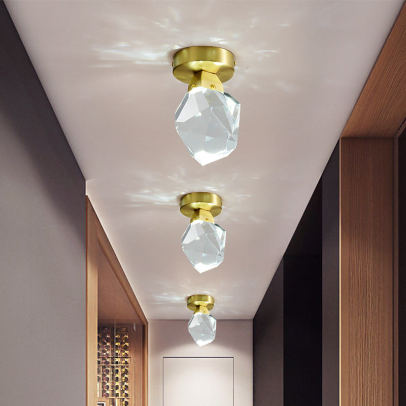 LED Flush Ceiling Light Minimalist Geometric Crystal Block Flush Mount Spotlight in Brass Clearhalo 'Ceiling Lights' 'Close To Ceiling Lights' 'Close to ceiling' 'Flush mount' Lighting' 897089