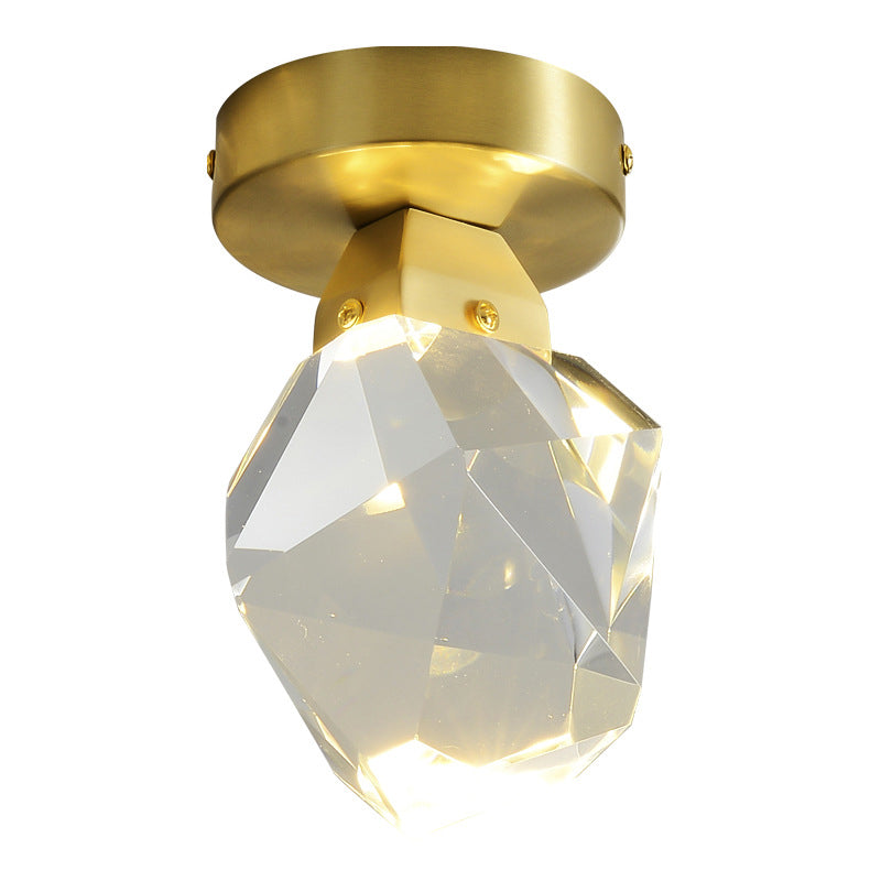 LED Flush Ceiling Light Minimalist Geometric Crystal Block Flush Mount Spotlight in Brass Clearhalo 'Ceiling Lights' 'Close To Ceiling Lights' 'Close to ceiling' 'Flush mount' Lighting' 897090