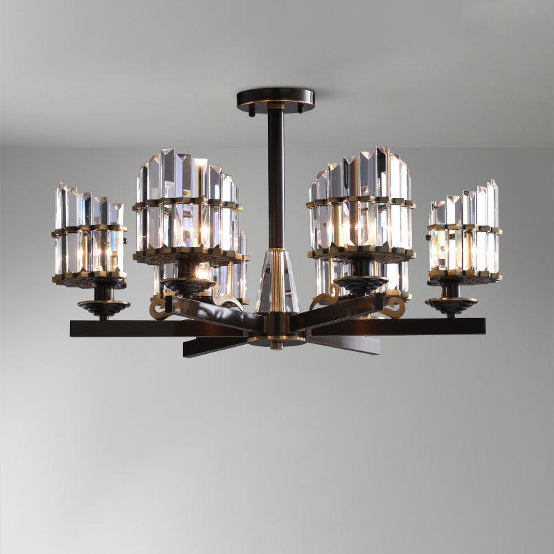 Minimalism Starburst Ceiling Flush 6 Heads K9 Crystal Semi Flush Mount Light Fixture in Black Clearhalo 'Ceiling Lights' 'Close To Ceiling Lights' 'Close to ceiling' 'Semi-flushmount' Lighting' 897101