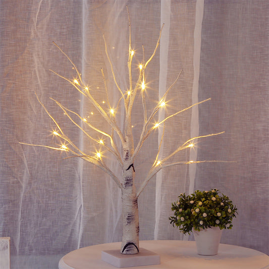 Plastic Birch Desk Lamp Decorative LED White Night Table Lighting for Living Room White Clearhalo 'Lamps' 'Table Lamps' Lighting' 897314