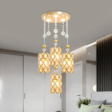 Crystal Encrusted Cylinder Multi-Light Pendant Modernist 4-Light Ceiling Suspension Lamp in Gold Clearhalo 'Ceiling Lights' 'Modern Pendants' 'Modern' 'Pendant Lights' 'Pendants' Lighting' 897410