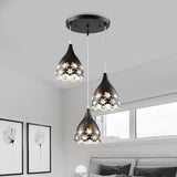 Black Finish Teardrop Cluster Pendant Contemporary 3-Head Floret Crystal-Encrusted Hanging Light Black Clearhalo 'Ceiling Lights' 'Modern Pendants' 'Modern' 'Pendant Lights' 'Pendants' Lighting' 897433