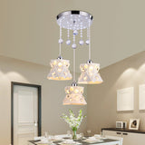 Flared Dining Room Suspension Lamp Iron 3 Bulbs Modernism Multi Light Pendant with Crystal Accent Clearhalo 'Ceiling Lights' 'Modern Pendants' 'Modern' 'Pendant Lights' 'Pendants' Lighting' 897462