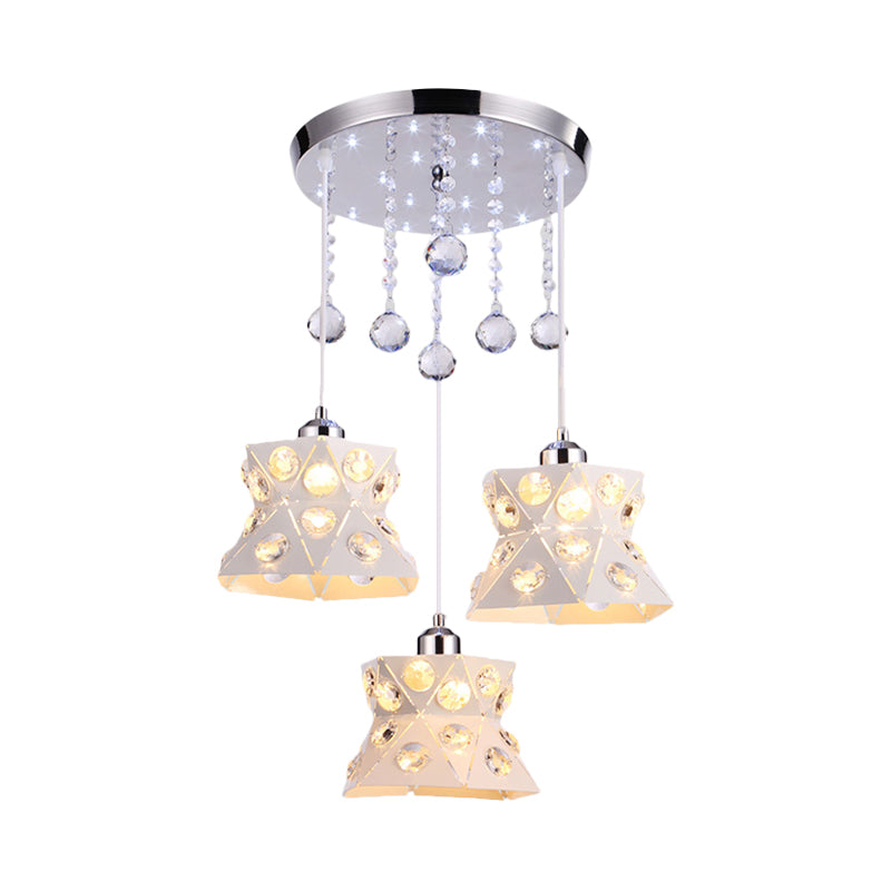 Flared Dining Room Suspension Lamp Iron 3 Bulbs Modernism Multi Light Pendant with Crystal Accent Clearhalo 'Ceiling Lights' 'Modern Pendants' 'Modern' 'Pendant Lights' 'Pendants' Lighting' 897463