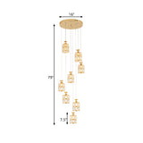 Contemporary 8-Light Cluster Light Pendant with Crystal Block Encrusted Shade Gold Cylindrical Pendulum Lamp Clearhalo 'Ceiling Lights' 'Modern Pendants' 'Modern' 'Pendant Lights' 'Pendants' Lighting' 897472