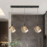 Black Finish Cube Pendant Lighting Simple 3-Light Clear Crystal Glass Multiple Hanging Lamp Black Clearhalo 'Ceiling Lights' 'Modern Pendants' 'Modern' 'Pendant Lights' 'Pendants' Lighting' 897513