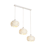 Iron Drum Shape Down Lighting Modernist 3 Lights White Finish Crystal Multiple Hanging Lamp Clearhalo 'Ceiling Lights' 'Modern Pendants' 'Modern' 'Pendant Lights' 'Pendants' Lighting' 897543