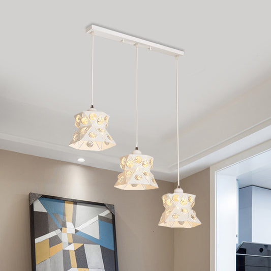 3 Bulbs Dining Room Cluster Lamp Pendant Modernism White Finish Drop Light with Flared Iron Shade White Clearhalo 'Ceiling Lights' 'Modern Pendants' 'Modern' 'Pendant Lights' 'Pendants' Lighting' 897545