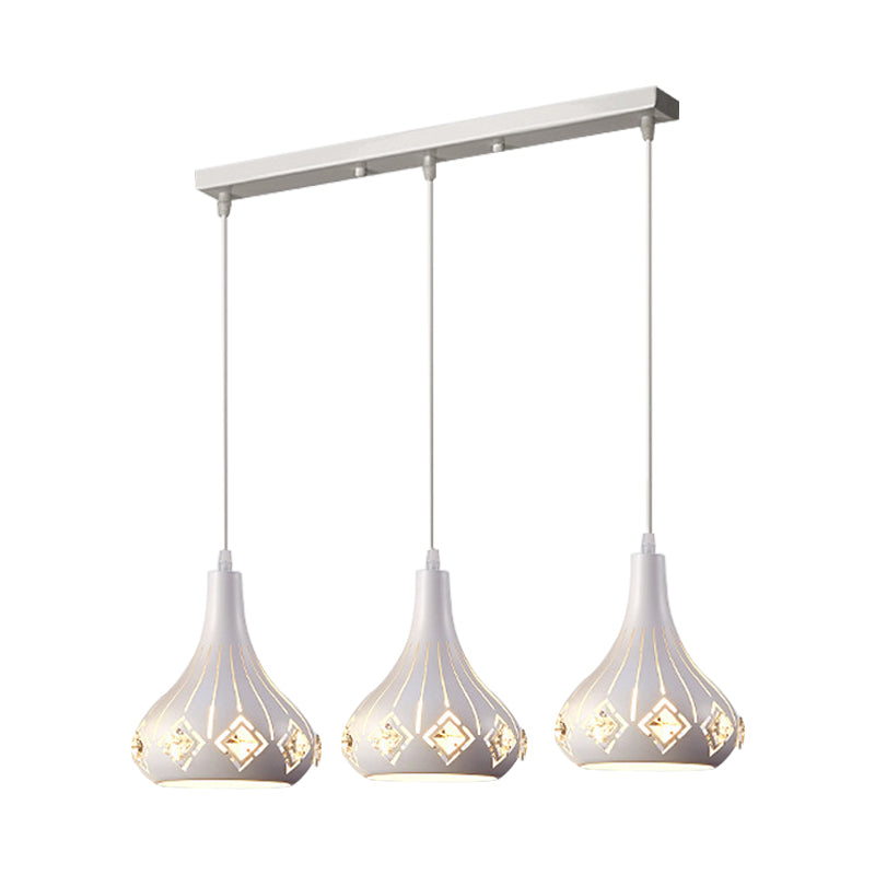 Laser-Cut Urn Shape Cluster Pendant Modern Iron 3 Lights Dining Room Pendulum Lamp in White Clearhalo 'Ceiling Lights' 'Modern Pendants' 'Modern' 'Pendant Lights' 'Pendants' Lighting' 897582