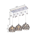 Crystal Embedded Global Suspension Lamp Minimal 3 Heads Multi Pendant Light Fixture in Black Clearhalo 'Ceiling Lights' 'Modern Pendants' 'Modern' 'Pendant Lights' 'Pendants' Lighting' 897608