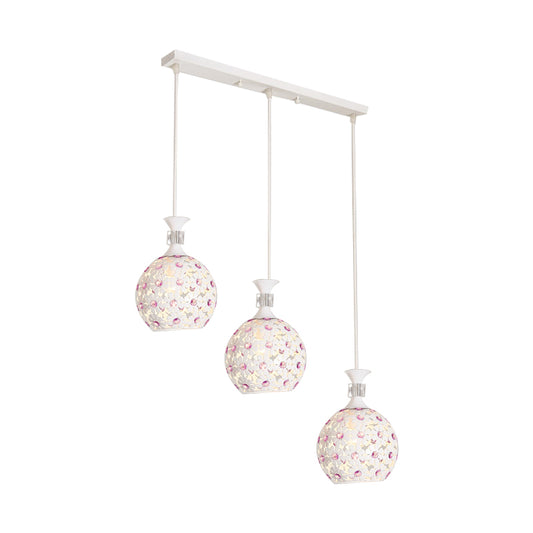 White Floret-Like Hanging Lamp Kit with Dome Design Modern 3-Light Iron Multi Light Pendant Clearhalo 'Ceiling Lights' 'Modern Pendants' 'Modern' 'Pendant Lights' 'Pendants' Lighting' 897631