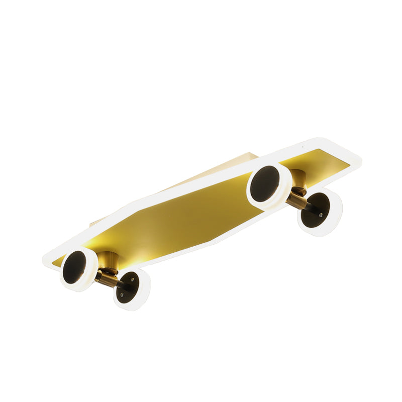 Acrylic Skateboard Ceiling Flush Kids LED Gold Flush Mount Light Fixture for Boys Bedroom Clearhalo 'Ceiling Lights' 'Close To Ceiling Lights' 'Close to ceiling' 'Flush mount' Lighting' 897922