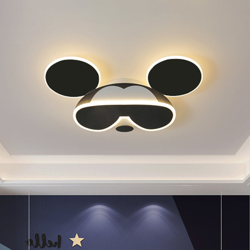 Black Mouse Head Ceiling Fixture Cartoon LED Acrylic Flush Mount Spotlight in Warm/White Light Black Clearhalo 'Ceiling Lights' 'Close To Ceiling Lights' 'Close to ceiling' 'Flush mount' Lighting' 897929