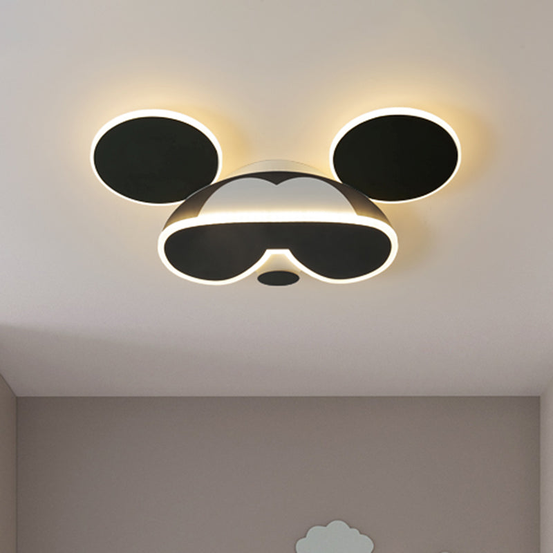 Black Mouse Head Ceiling Fixture Cartoon LED Acrylic Flush Mount Spotlight in Warm/White Light Clearhalo 'Ceiling Lights' 'Close To Ceiling Lights' 'Close to ceiling' 'Flush mount' Lighting' 897930