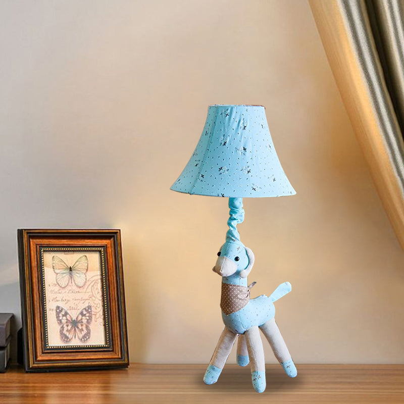 Fabric Alpaca Night Light Cartoon 1 Bulb Grey/Blue Desk Lamp with Bell Shade for Living Room Clearhalo 'Lamps' 'Table Lamps' Lighting' 898072